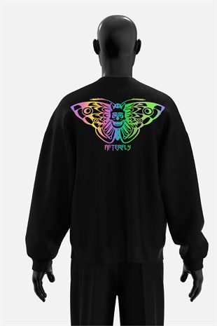 AFTERBASE Acid Butterfly Reflektörlü Oversize Sweatshirt