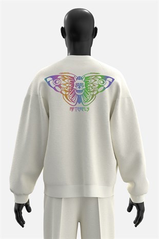 AFTERBASE Acid Butterfly Reflektörlü Oversize Sweatshirt