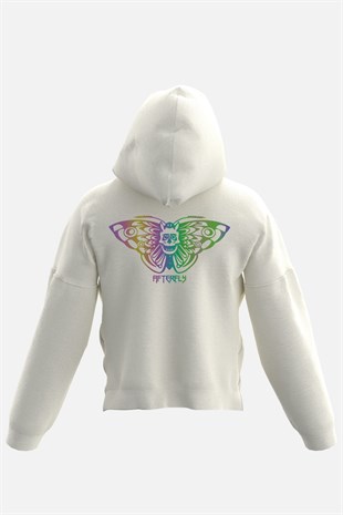 AFTERBASE Acid Butterfly Reflektörlü Kapüşonlu Oversize Sweatshirt