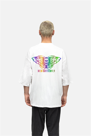 AFTERBASE Acid Butterfly Reflektörlü Oversize  T-shirt