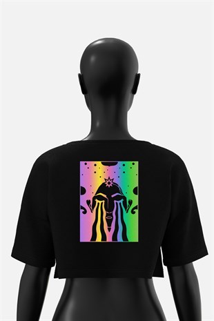AFTERBASE Acid Cry Reflektörlü Crop T-shirt