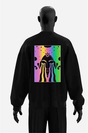 AFTERBASE Acid Cry Reflektörlü Oversize Sweatshirt