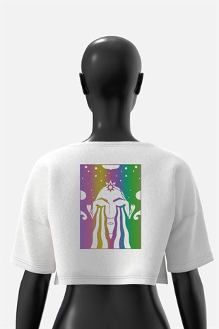 AFTERBASE Acid Cry Reflektörlü Crop T-shirt