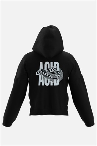 AFTERBASE Acid Illusion Gri Reflektörlü Kapüşonlu Oversize Sweatshirt