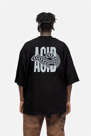 AFTERBASE Acid Illusion Gri Reflektörlü Oversize T-shirt