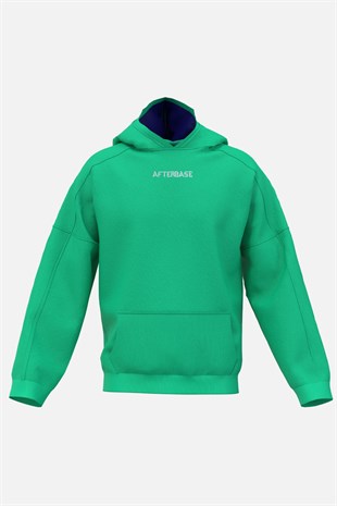 AFTERBASE Acid Illusion Gri Reflektörlü Oversize  Yeşil Kapüşonlu Sweatshirt