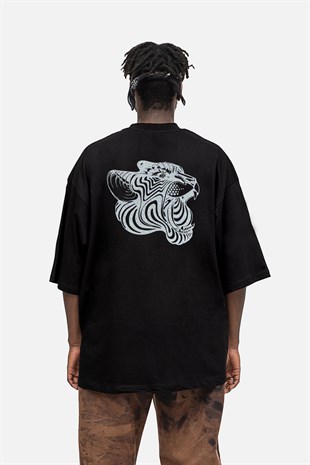 AFTERBASE Animals In The Rave Gri Reflektörlü Oversize T-shirt