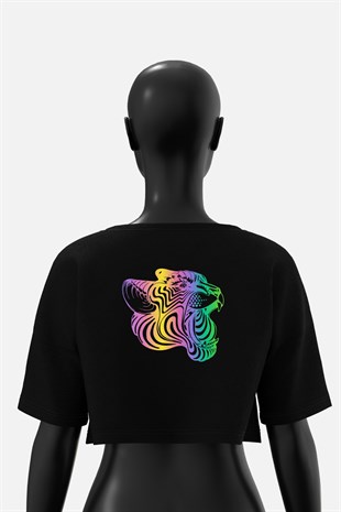 AFTERBASE Animals In The Rave Reflektörlü Crop T-shirt