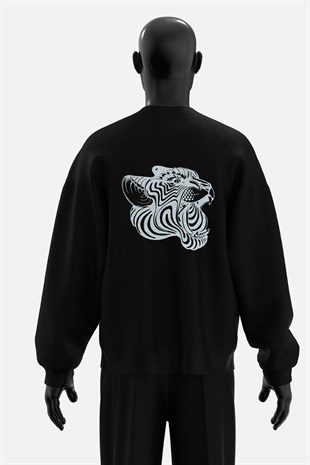 AFTERBASE Animals In The Rave Gri Reflektörlü Oversize  Sweatshirt