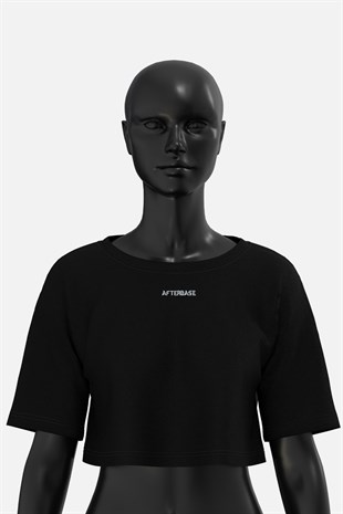 AFTERBASE Devil Girl Gri Reflektörlü Crop T-shirt