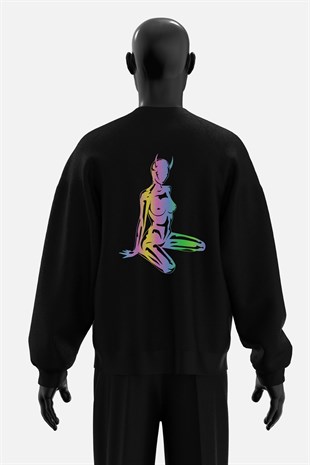 AFTERBASE Devil Girl Reflektörlü Oversize  Sweatshirt