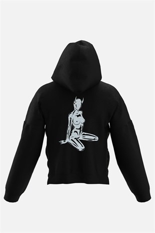 AFTERBASE Devil Gril Gri Reflektörlü Kapüşonlu Oversize Sweatshirt
