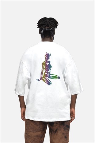 AFTERBASE Devil Girl Reflektörlü Oversize Tshirt