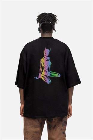 AFTERBASE Devil Girl Reflektörlü Oversize Tshirt