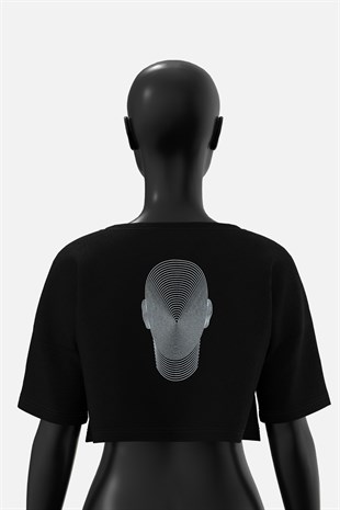 AFTERBASE Dimension Gri Reflektörlü Crop T-shirt