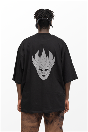 AFTERBASE Dj Boris Brejcha Mask Gri Reflektörlü Oversize Tshirt Vr.1