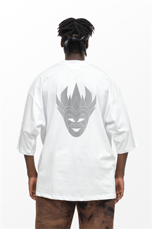 AFTERBASE Dj Boris Brejcha Mask Gri Reflektörlü Oversize Tshirt Vr.1
