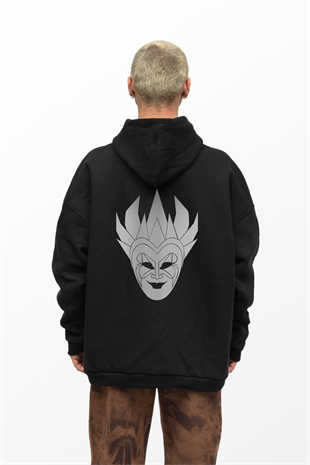 AFTERBASE Dj Boris Brejcha Mask Gri Reflektörlü Kapüşonlu Oversize Sweatshirt Vr.1