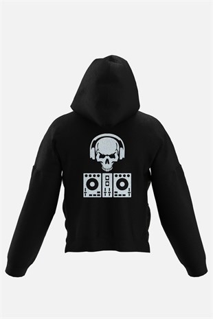 AFTERBASE Dj Skull Gri Reflektörlü Kapüşonlu Oversize Sweatshirt