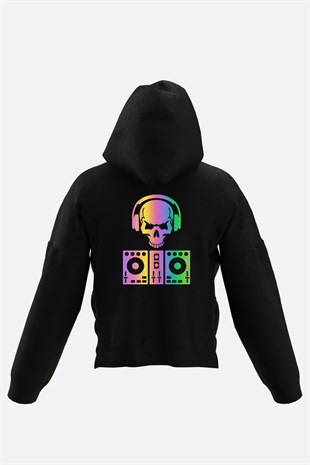 AFTERBASE Dj Skull Reflektörlü Kapüşonlu Oversize Sweatshirt