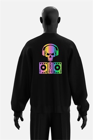 AFTERBASE Dj Skull Reflektörlü Oversize Sweatshirt