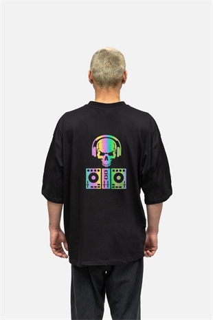 AFTERBASE Dj Skull Reflektörlü Oversize T-shirt