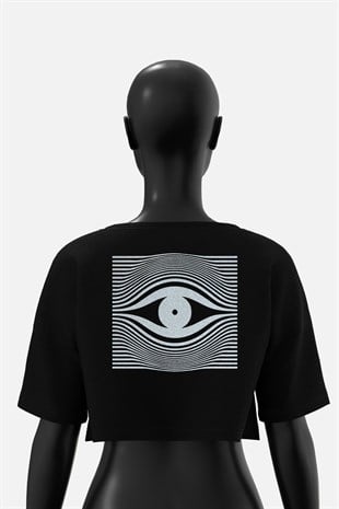 AFTERBASE Drop Eye Gri Reflektörlü Crop T-shirt