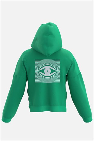 AFTERBASE Drop Eye Gri Reflektörlü Oversize Yeşil Kapüşonlu Sweatshirt