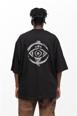 AFTERBASE Eye Mark Gri Reflektörlü Oversize Tshirt Vr.1