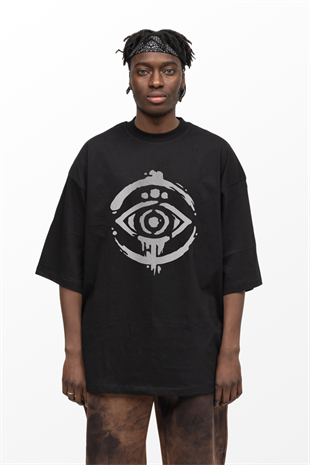 AFTERBASE Eye Mark Gri Reflektörlü Oversize Tshirt Vr.2