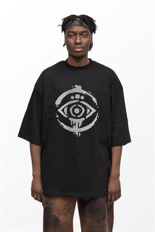 AFTERBASE Eye Mark Gri Reflektörlü Oversize Tshirt Vr.2