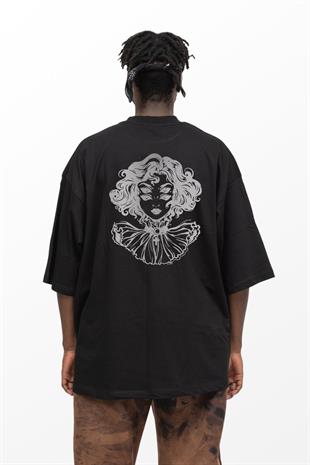 AFTERBASE Illusion Girl Gri Reflektörlü Oversize Tshirt