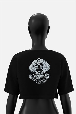 AFTERBASE Illusion Girl Gri Reflektörlü Crop T-shirt