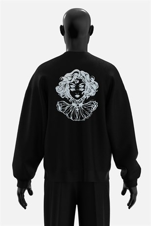 AFTERBASE Illusion Girl Gri Reflektörlü Oversize Sweatshirt