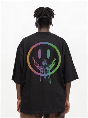 AFTERBASE Happy Jesus Reflektörlü Oversize Tshirt