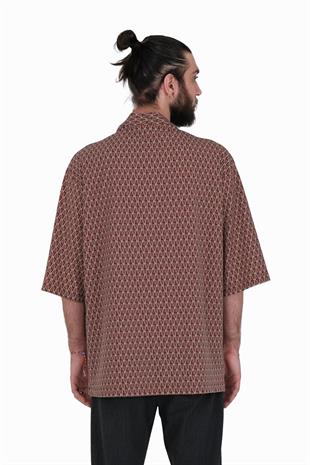 AFTERBASE Kahverengi Motifli Kimono