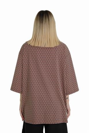 AFTERBASE Kahverengi Motifli Kimono