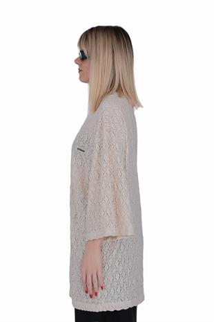 AFTERBASE Krem Dantelli Kimono