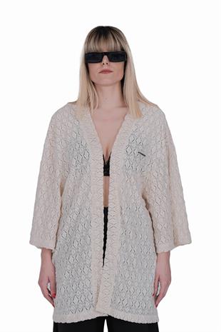 AFTERBASE Krem Dantelli Kimono