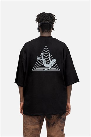 AFTERBASE Logo Gri Reflektörlü Oversize T-shirt