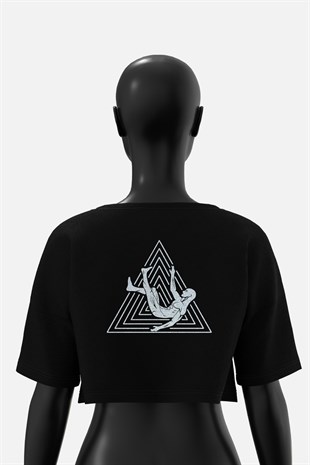 AFTERBASE Logo Gri Reflektörlü Crop T-shirt