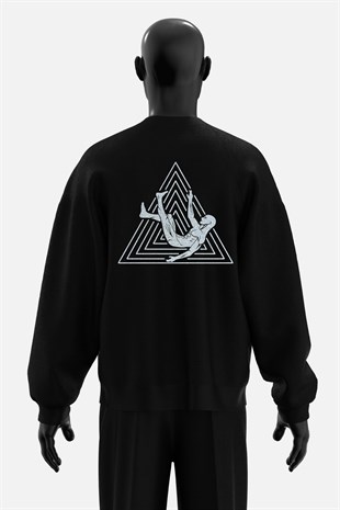 AFTERBASE Logo Gri Reflektörlü Oversize Sweatshirt