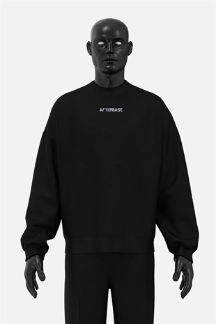 AFTERBASE Logo Gri Reflektörlü Oversize Sweatshirt