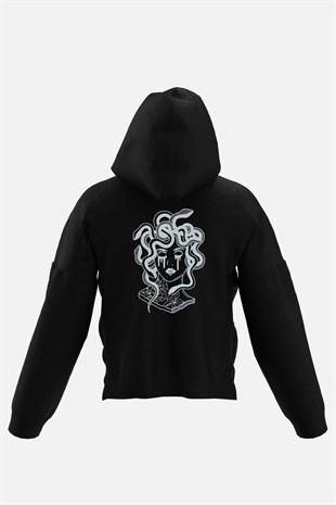 AFTERBASE Medusa Art Gri Reflektörlü Kapüşonlu Oversize Sweatshirt