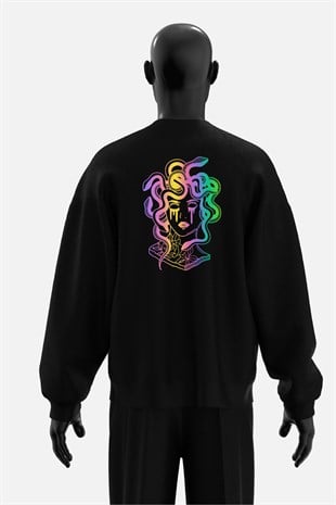 AFTERBASE Medusa Art Reflektörlü Oversize Sweatshirt