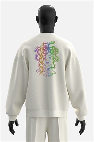 AFTERBASE Medusa Art Reflektörlü Oversize Sweatshirt
