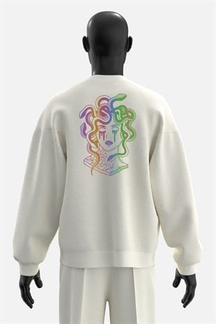 AFTERBASE Medusa Art Reflektörlü Oversize Sweatshirt