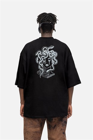 AFTERBASE Medusa Art Gri Reflektörlü Oversize T-shirt
