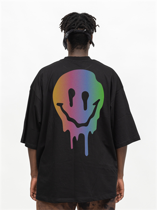 AFTERBASE Acid Smiley Reflektörlü Oversize Tshirt
