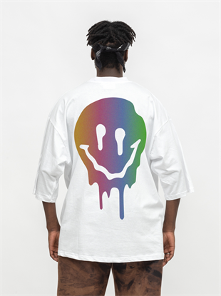 AFTERBASE Acid Smiley Reflektörlü Oversize Tshirt